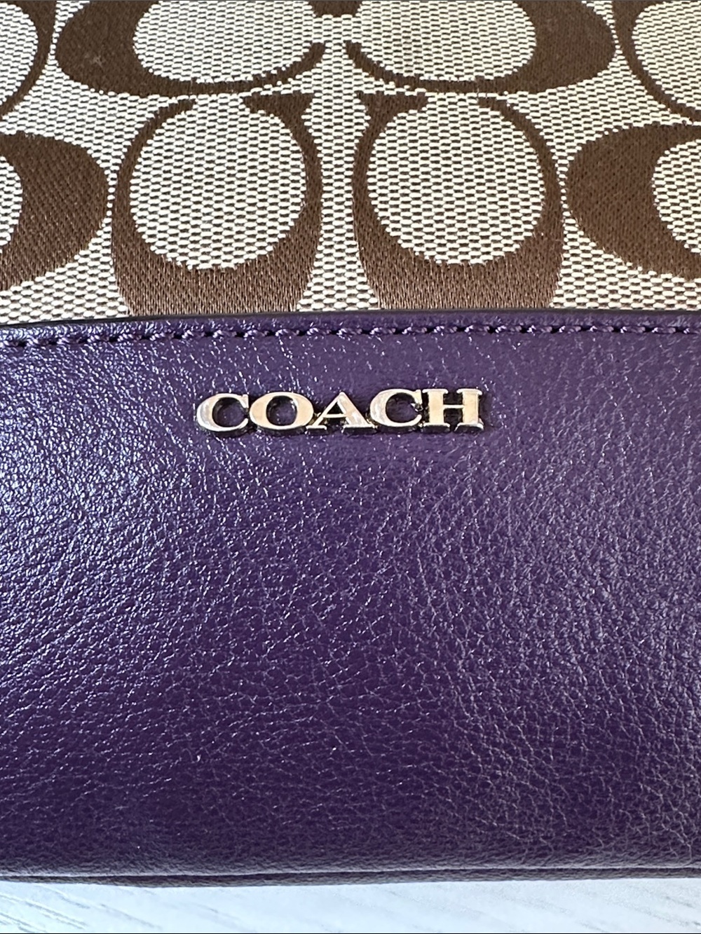 Coach Signature Canvas Shoulder Bag in Brown and Purple - Picture 5 of 13